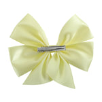 Lemon Chiffon Satin Large Bow Hair Clip - Lil Cactus
