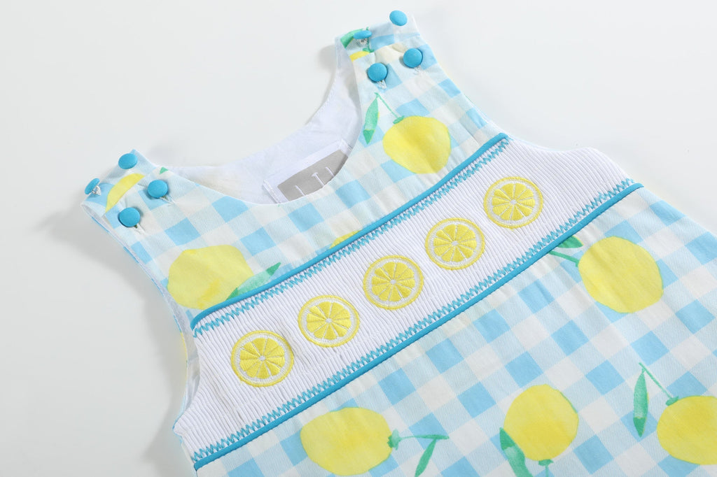 Lemon Smocked Shortalls - Lil Cactus