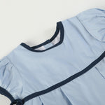 Light Blue and Dark Blue Ribbon Dress and Bloomers - Lil Cactus