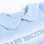 Light Blue Baby Brother Smocked Collared Romper - Lil Cactus