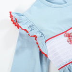 Light Blue Christmas Tree Smocked Knit Dress - Lil Cactus