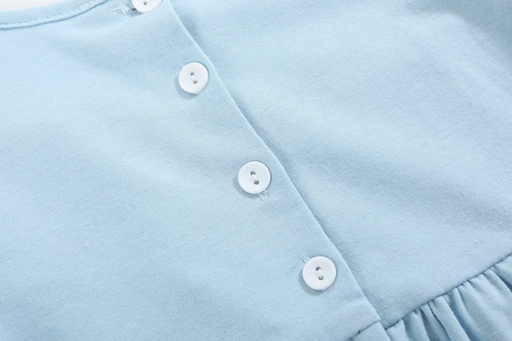 Light Blue Christmas Tree Smocked Knit Dress - Lil Cactus