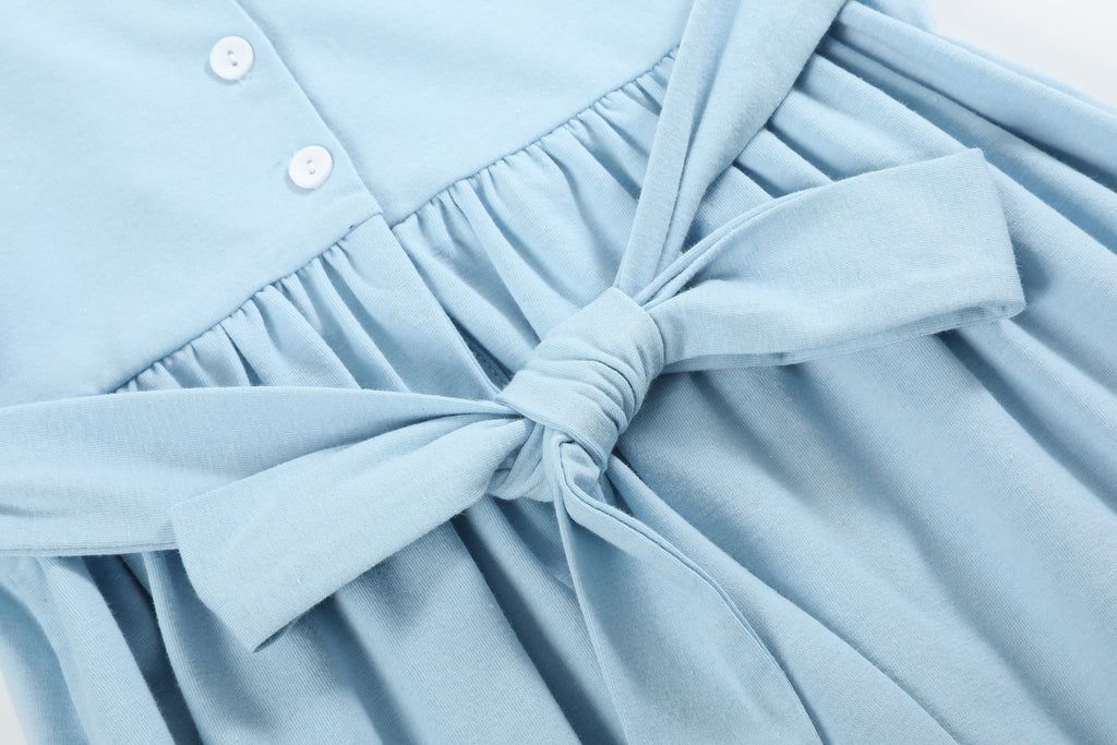 Light Blue Christmas Tree Smocked Knit Dress - Lil Cactus