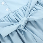 Light Blue Christmas Tree Smocked Knit Dress - Lil Cactus