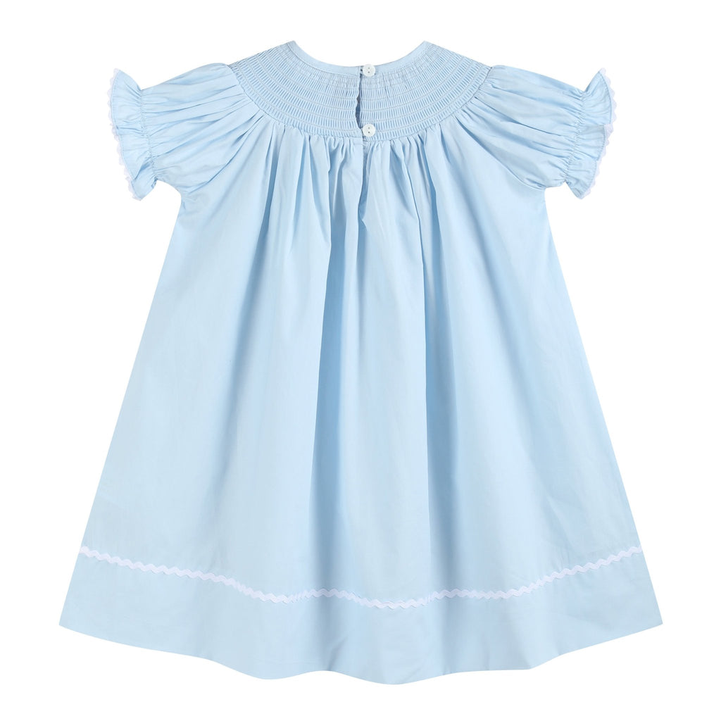 Light Blue Crosses Smocked Bishop Dress - Lil Cactus