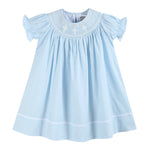 Light Blue Crosses Smocked Bishop Dress - Lil Cactus
