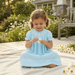 Light Blue Daisy Smocked Bishop Dress - Lil Cactus