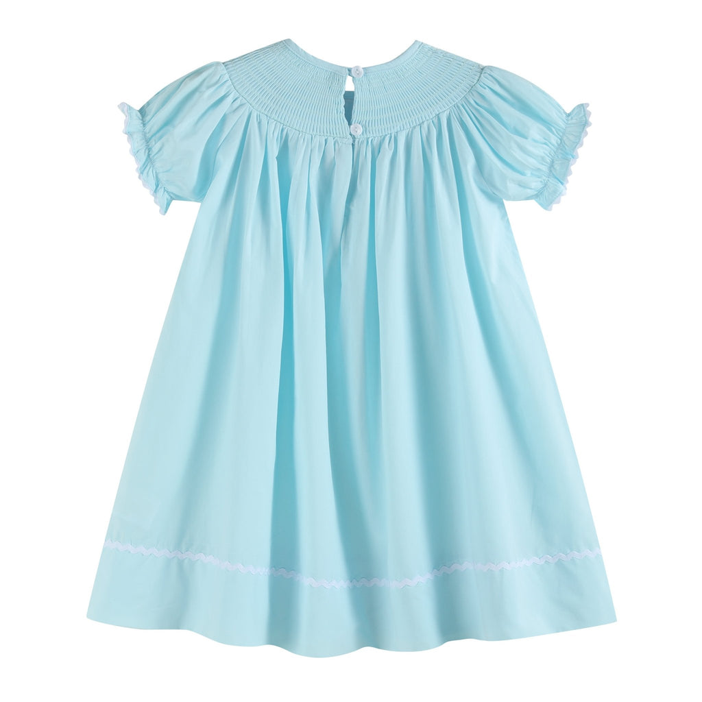 Light Blue Daisy Smocked Bishop Dress - Lil Cactus