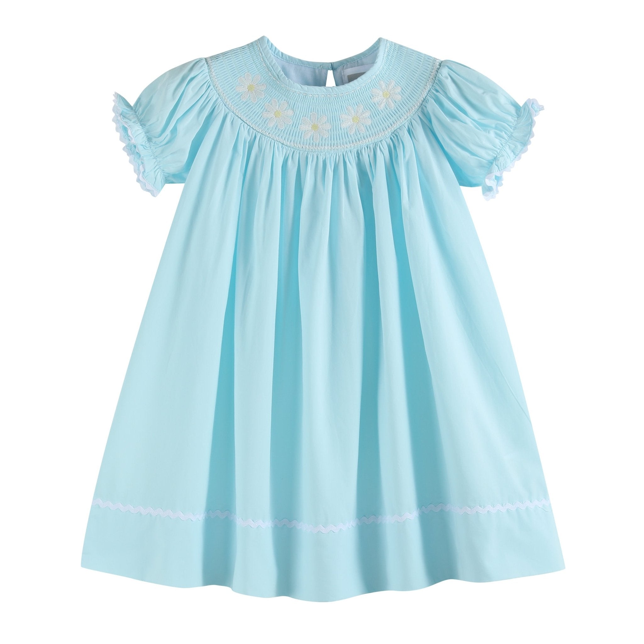 Light Blue Daisy Smocked Bishop Dress Lil Cactus