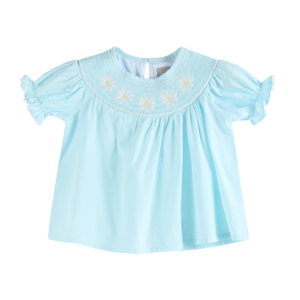 Light Blue Daisy Smocked Dress and Bloomer Set - Lil Cactus