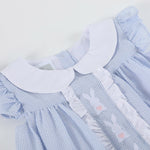 Light Blue Easter Bunny Ruffle Yoke Dress - Lil Cactus