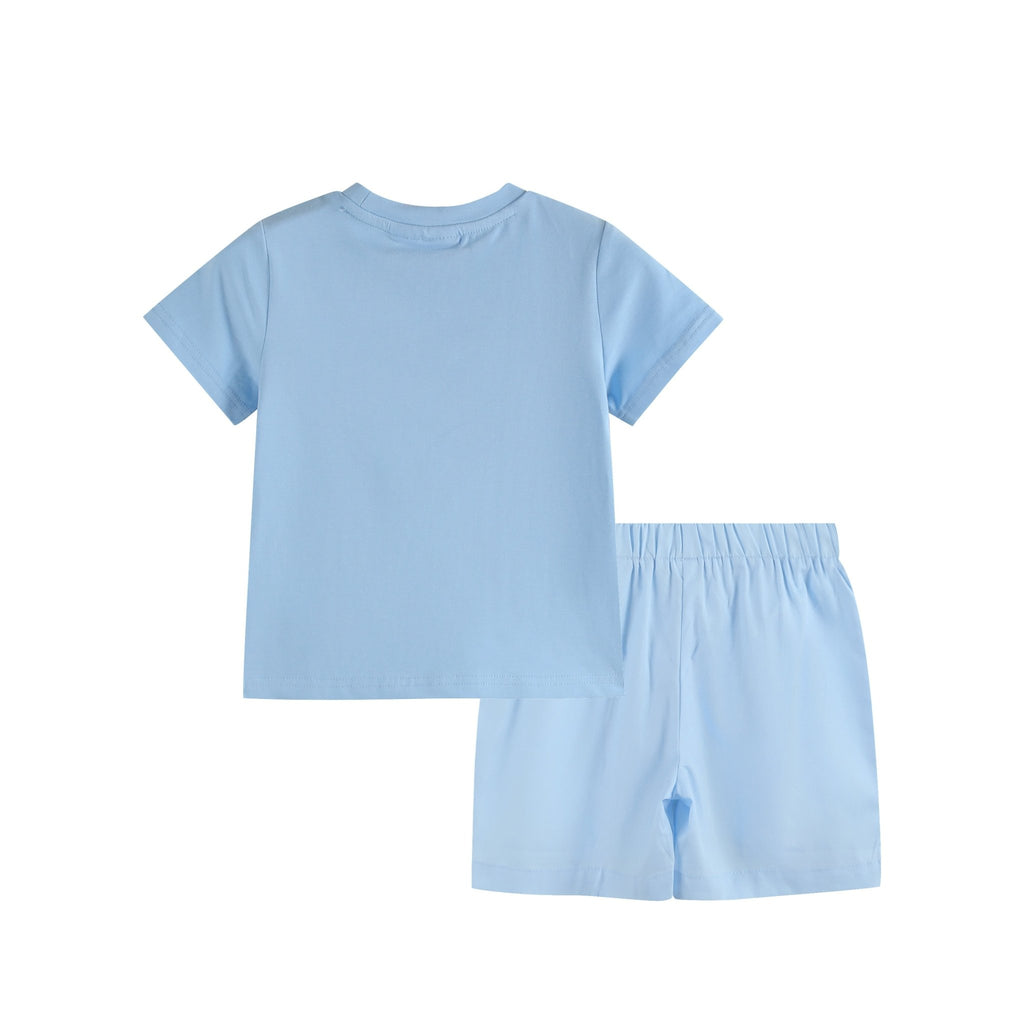 Light Blue Easter Smocked T-Shirt and Shorts Set - Lil Cactus