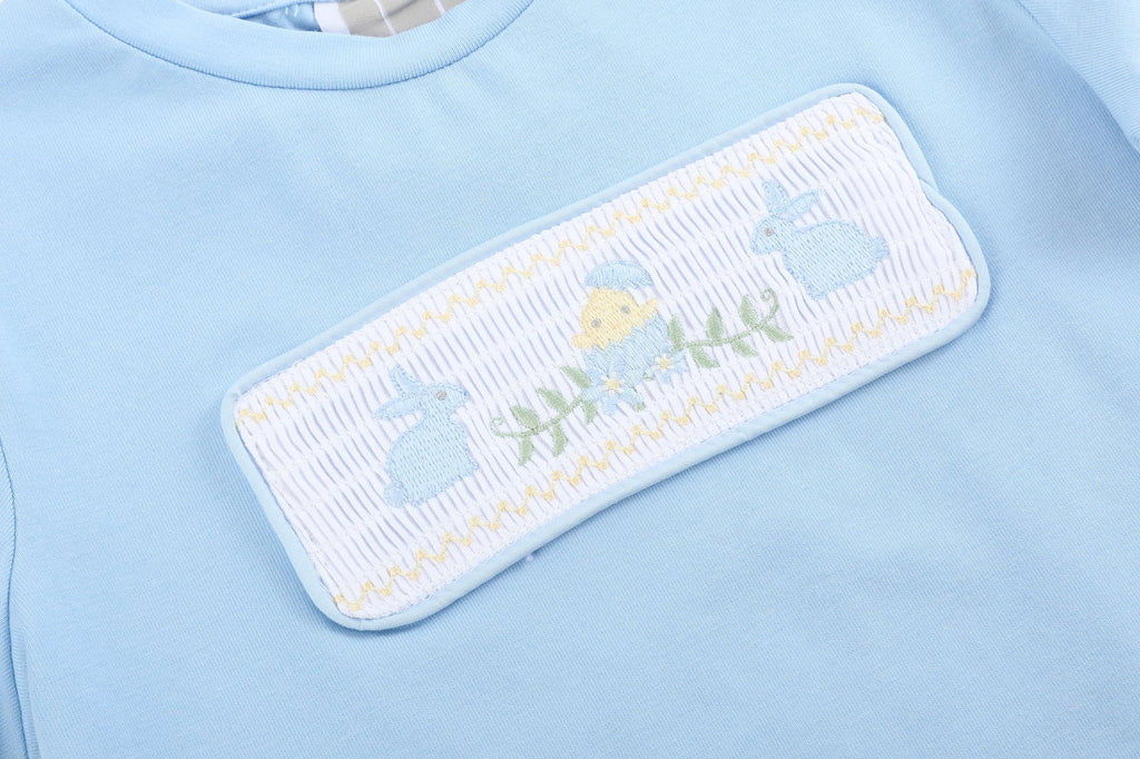 Light Blue Easter Smocked T-Shirt and Shorts Set - Lil Cactus