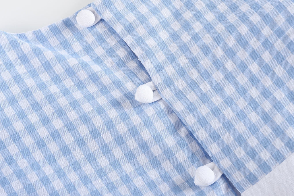 Light Blue Gingham A - Line Dress - Lil Cactus