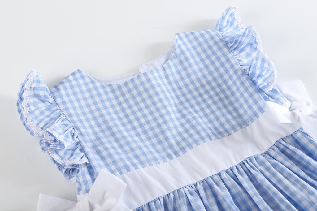 Light Blue Gingham A - Line Dress - Lil Cactus