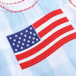 Light Blue Gingham American Flag Romper - Lil Cactus