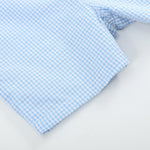 Light Blue Gingham Easter Bunny Applique Shortalls - Lil Cactus