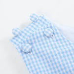 Light Blue Gingham Easter Bunny Applique Shortalls - Lil Cactus