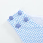 Light Blue Gingham Easter Egg and Bunnies Smocked Shortall - Lil Cactus