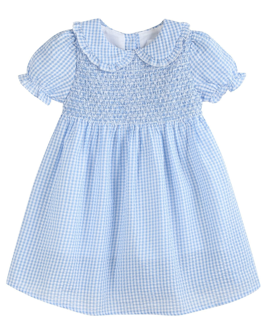 Light Blue Gingham Smocked Dress - Lil Cactus