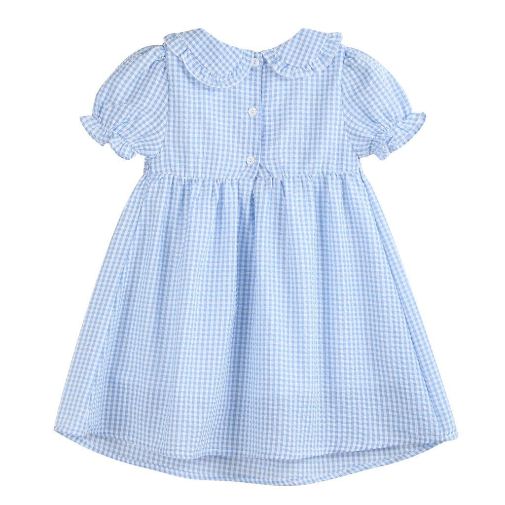 Light Blue Gingham Smocked Dress - Lil Cactus
