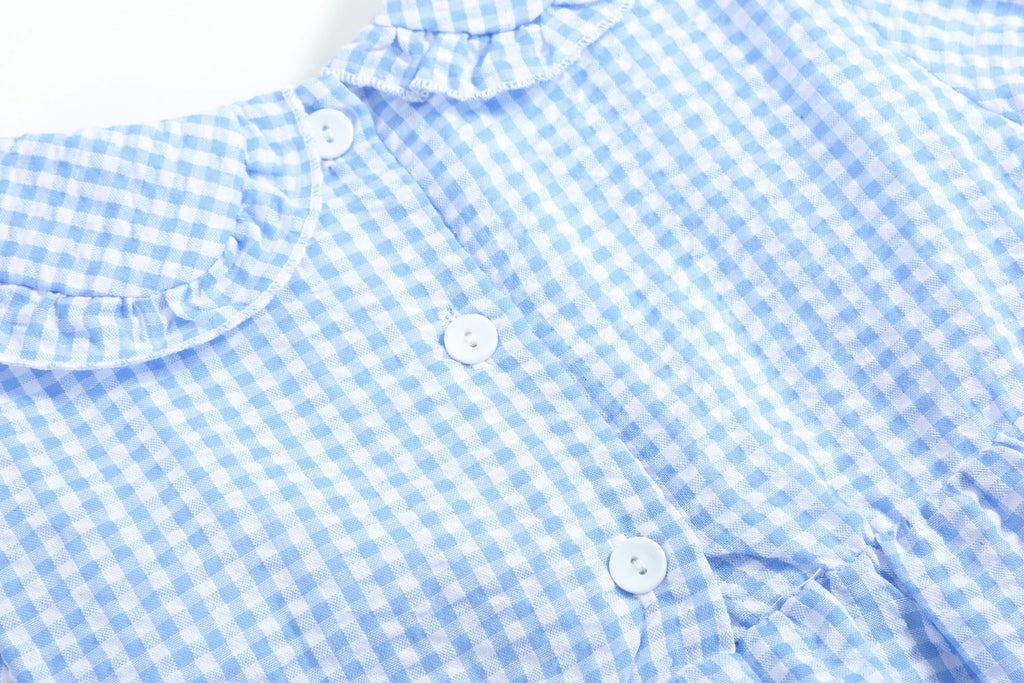 Light Blue Gingham Smocked Dress - Lil Cactus