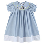Light Blue Nativity Smocked Bishop Sleeve Dress - Lil Cactus