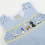 Light Blue Nativity Smocked Overalls - Lil Cactus