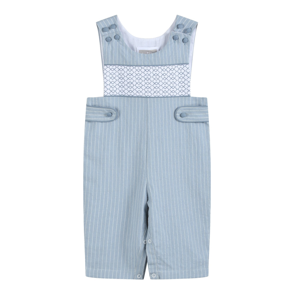 Light Blue Pinstripe Smocked Jon Jons - Lil Cactus
