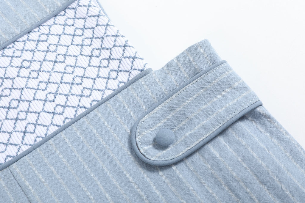 Light Blue Pinstripe Smocked Jon Jons - Lil Cactus