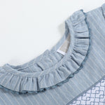 Light Blue Pinstripe Smocked Ruffle Dress - Lil Cactus