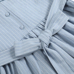 Light Blue Pinstripe Smocked Ruffle Dress - Lil Cactus