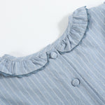 Light Blue Pinstripe Smocked Ruffle Dress - Lil Cactus