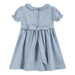 Light Blue Pinstripe Smocked Ruffle Dress - Lil Cactus