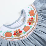 Light Blue Pinstripe Turkey Smocked Bishop Dress - Lil Cactus