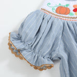 Light Blue Pinstripe Turkey Smocked Bishop Dress - Lil Cactus