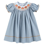Light Blue Pinstripe Turkey Smocked Bishop Dress - Lil Cactus