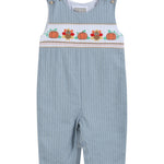 Light Blue Pinstripe Turkey Smocked Overalls - Lil Cactus