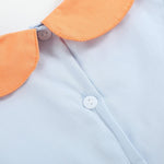 Light Blue Pumpkin Applique Collared Dress - Lil Cactus