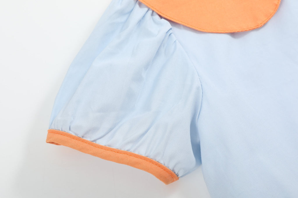 Light Blue Pumpkin Applique Collared Dress - Lil Cactus