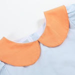 Light Blue Pumpkin Applique Collared Dress - Lil Cactus