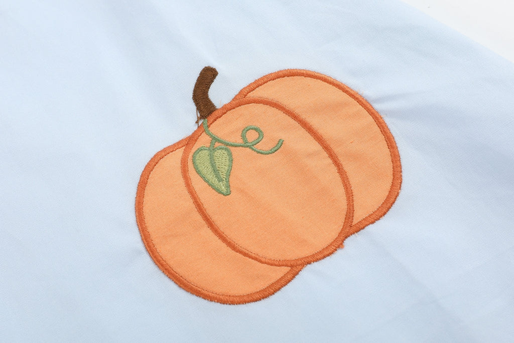 Light Blue Pumpkin Applique Collared Dress - Lil Cactus
