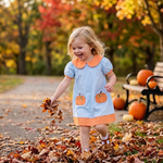 Light Blue Pumpkin Applique Collared Dress - Lil Cactus