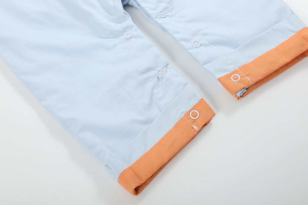 Light Blue Pumpkin Applique Overalls - Lil Cactus