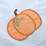 Light Blue Pumpkin Applique Overalls - Lil Cactus