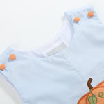 Light Blue Pumpkin Applique Overalls - Lil Cactus