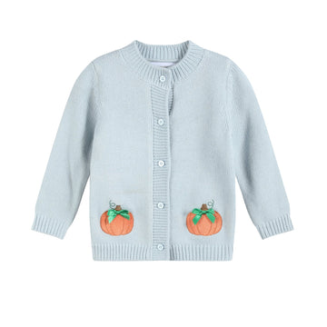 Light Blue Pumpkin Girls Cardigan - Lil Cactus