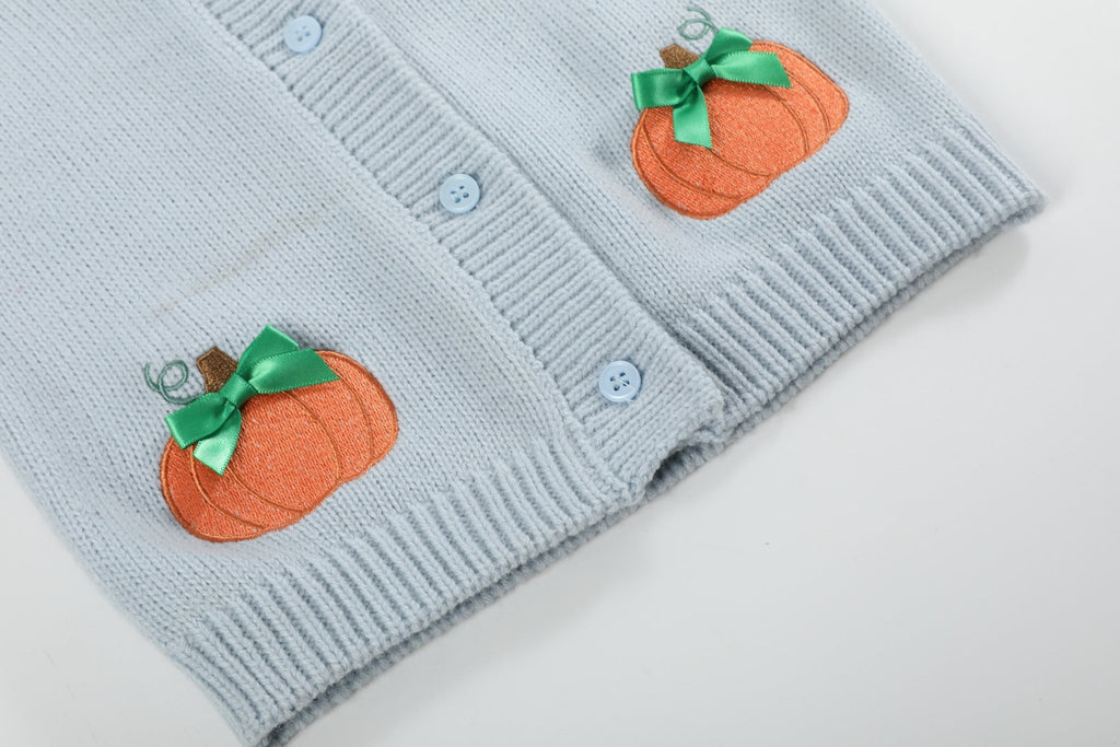 Light Blue Pumpkin Girls Cardigan - Lil Cactus