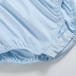 Light Blue Pumpkin Vine Smocked Collared Romper - Lil Cactus