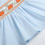 Light Blue Pumpkin Vine Smocked Dress and Bloomers - Lil Cactus